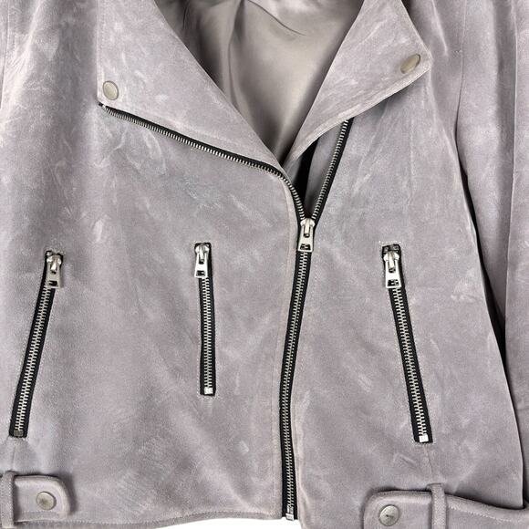 ASOS Urbancode London Suede Moto Biker Jacket in Gray Size UK 14 US 10 - Picture 7 of 16